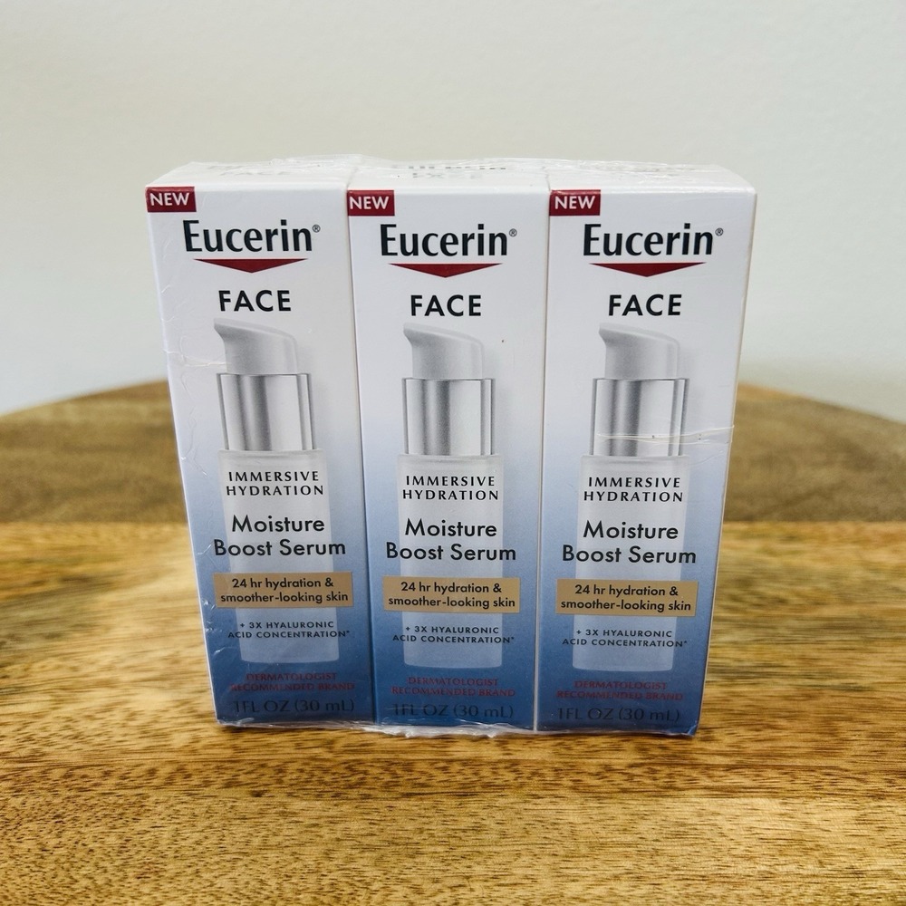 Eucerin Face Immersive Hydration Moisture Boost Serum Hyaluronic Acid 1oz 3 Pack
